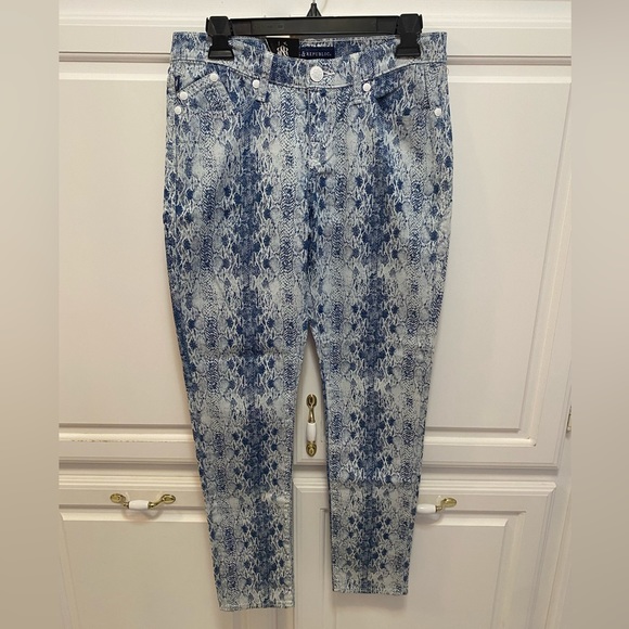 Rock & Republic Skinny Berlin Snakeskin Print Blue Jeans NWT Women’s Size 8 - Picture 1 of 7